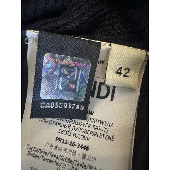 FENDI black Silk Short Sleeve Shirt With Leather Embellishment - Picture 9 of 16